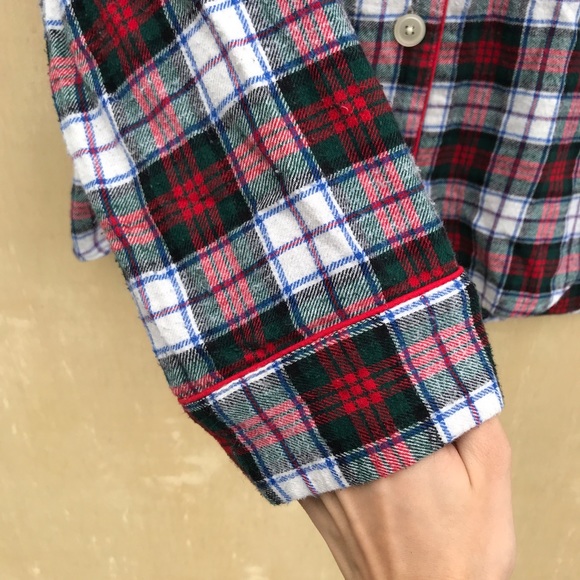 Ralph Lauren Plaid Monogram Button Down Sleep Top - Picture 6 of 8